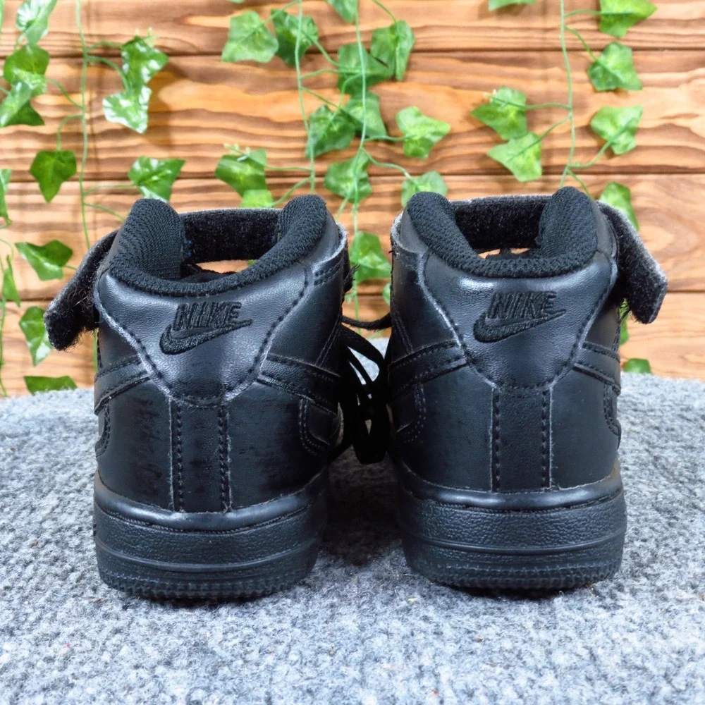 Nike Air Force 1 Mid Toddler Boys Girls Sneaker Size 10C Lifestyle Triple Black‎